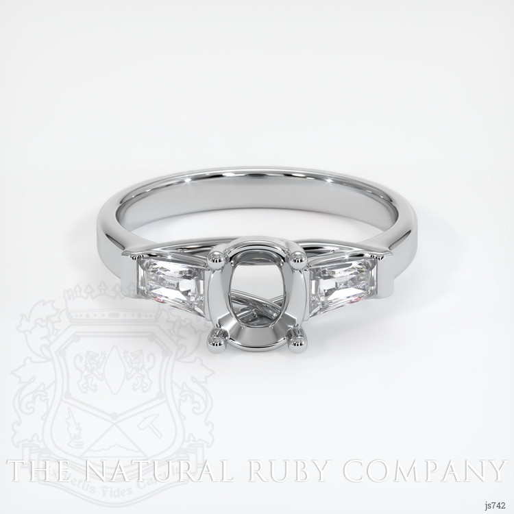 14K White Gold Three Stone Ring Setting