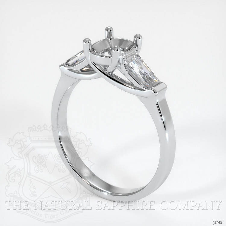 18K White Gold Three Stone Ring Setting