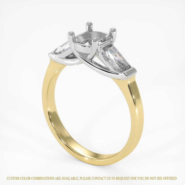 14K White & Yellow Three Stone Ring Setting