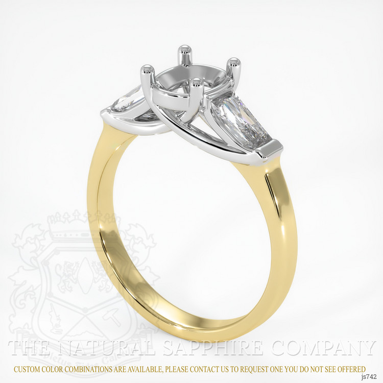 14K White & Yellow Three Stone Ring Setting