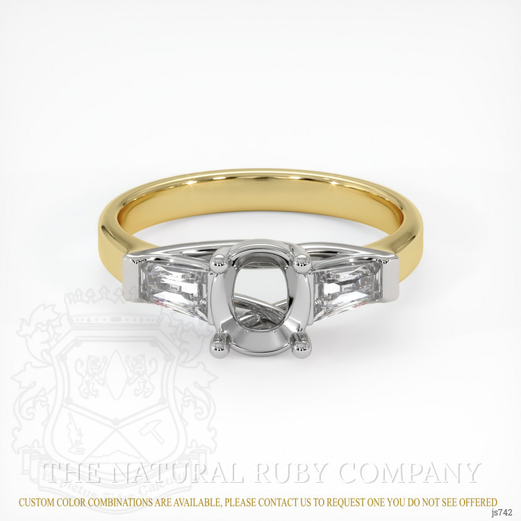 14K White & Yellow Three Stone Ring Setting