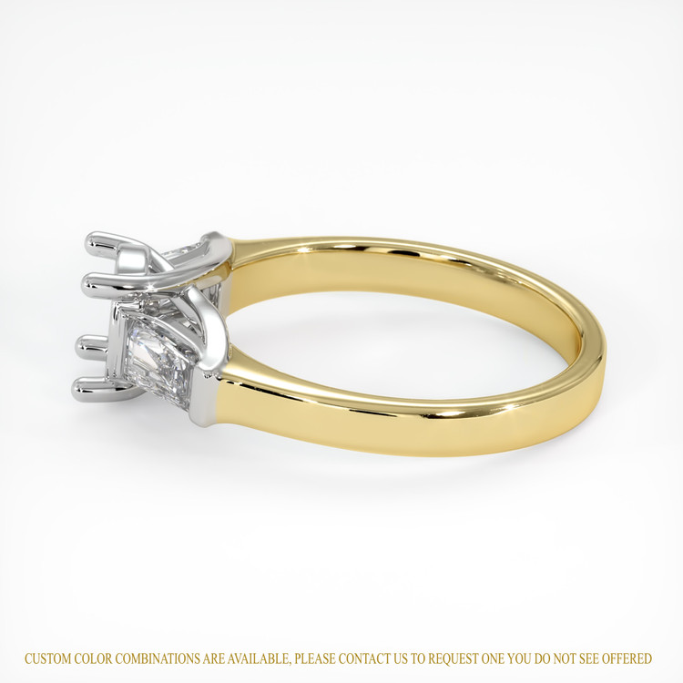 14K White & Yellow Three Stone Ring Setting