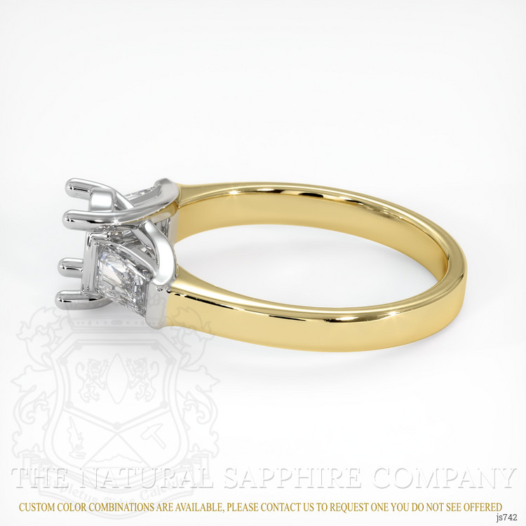 14K White & Yellow Three Stone Ring Setting