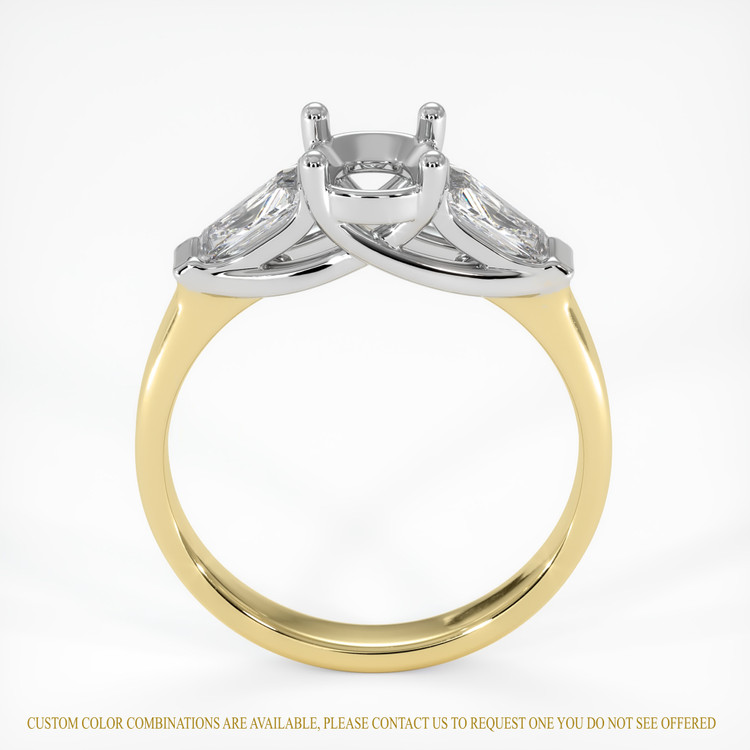 14K White & Yellow Three Stone Ring Setting