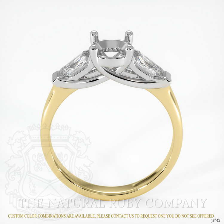 14K White & Yellow Three Stone Ring Setting