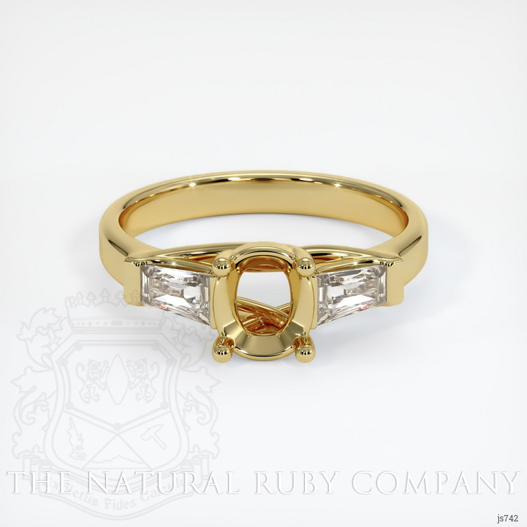 18K Yellow Gold Three Stone Ring Setting