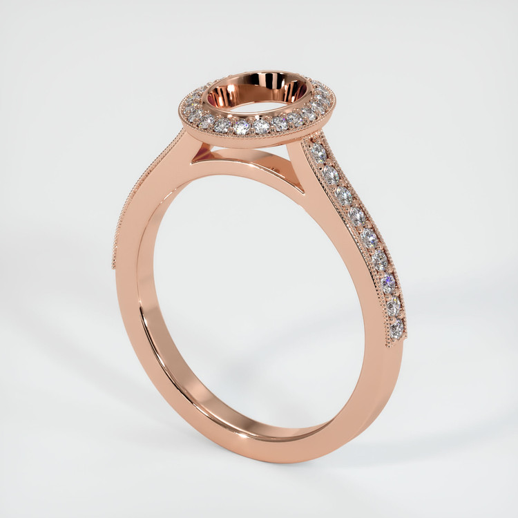 14K Rose Gold Pave Ring Setting