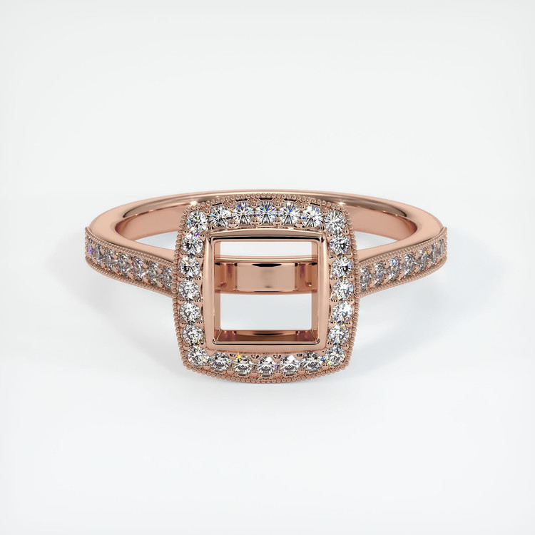 14K Rose Gold Pave Ring Setting