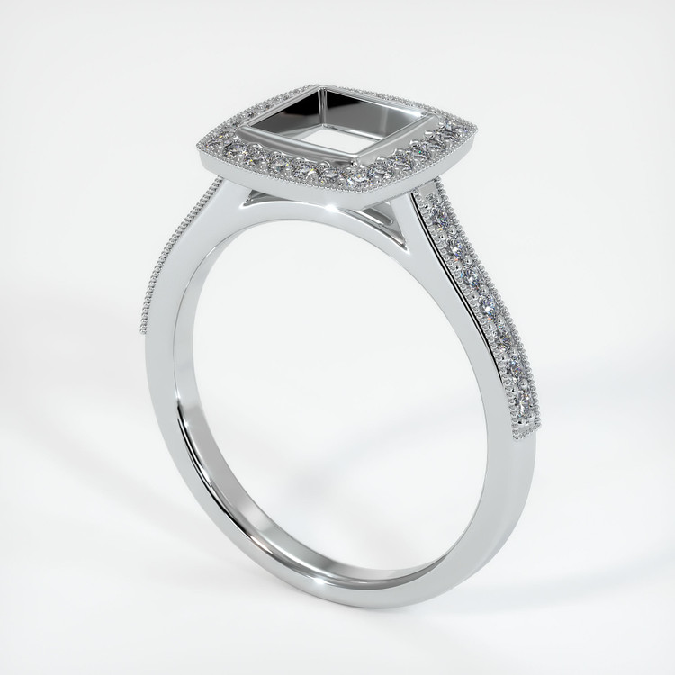 14K White Gold Pave Ring Setting