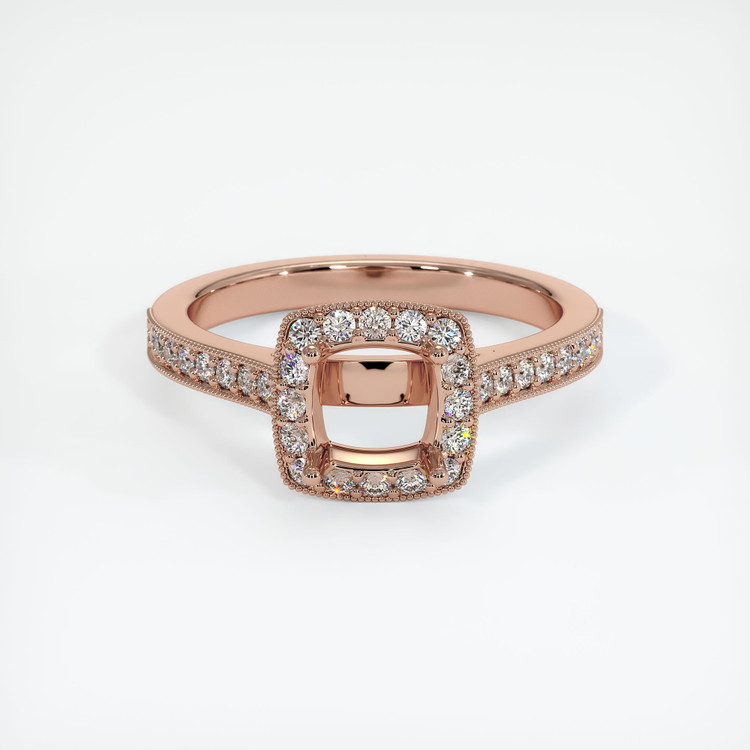 14K Rose Gold Pave Ring Setting