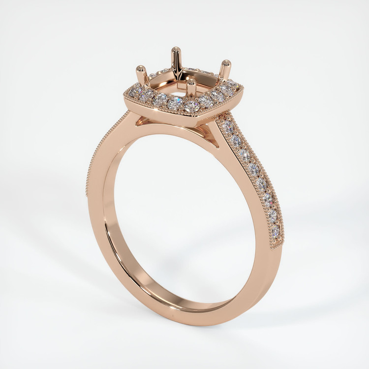 18K Rose Gold Pave Ring Setting