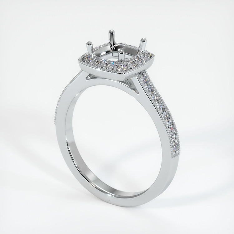 14K White Gold Pave Ring Setting