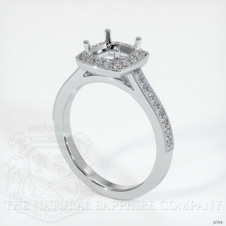 14K White Gold Pave Ring Setting