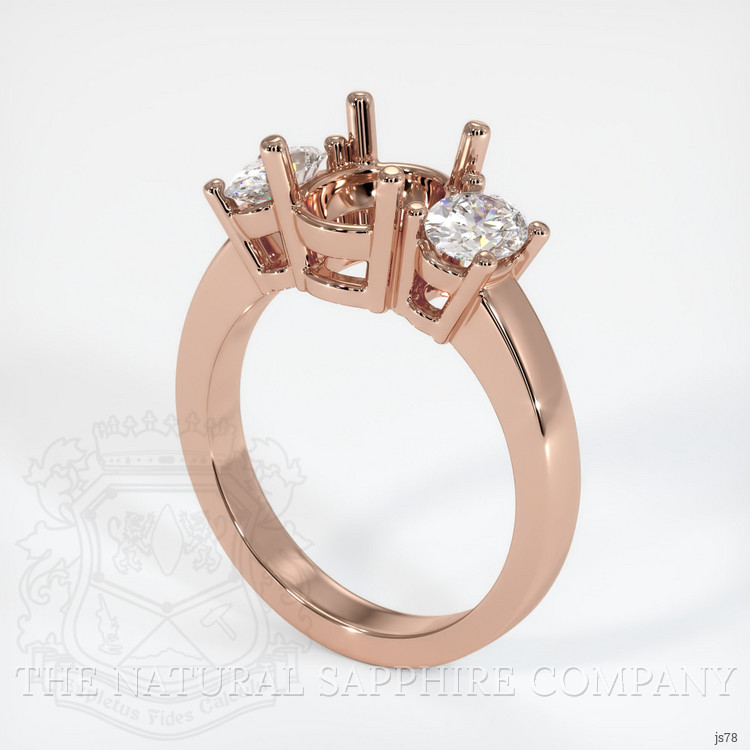 14K Rose Gold Three Stone Ring Setting