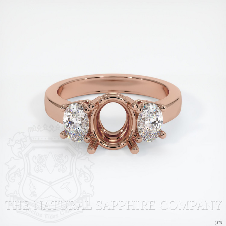 14K Rose Gold Three Stone Ring Setting