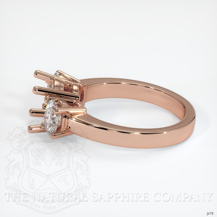 14K Rose Gold Three Stone Ring Setting
