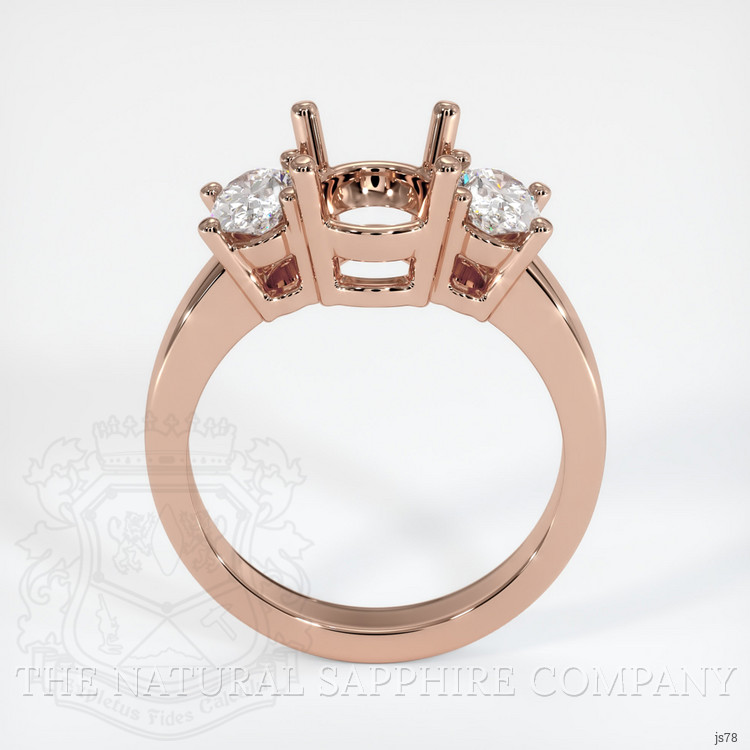 14K Rose Gold Three Stone Ring Setting