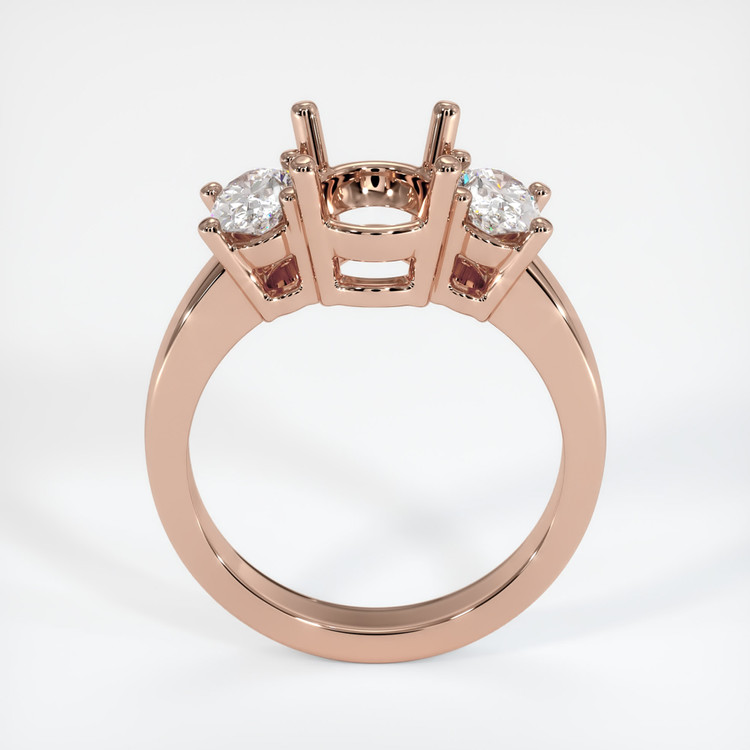 14K Rose Gold Three Stone Ring Setting