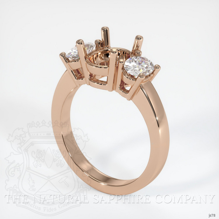 18K Rose Gold Three Stone Ring Setting