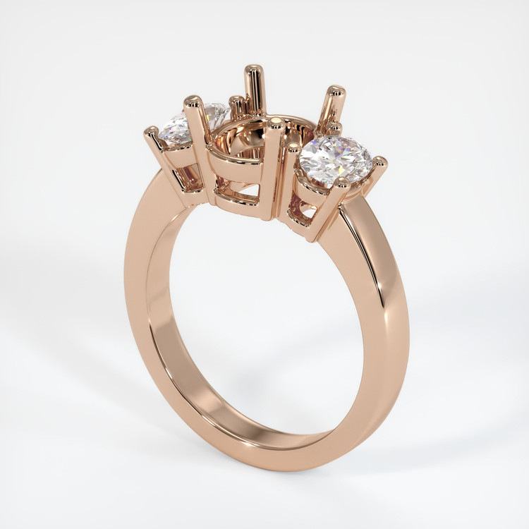 18K Rose Gold Three Stone Ring Setting