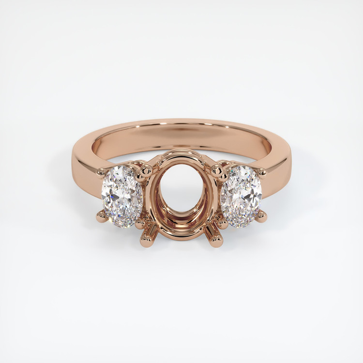 18K Rose Gold Three Stone Ring Setting
