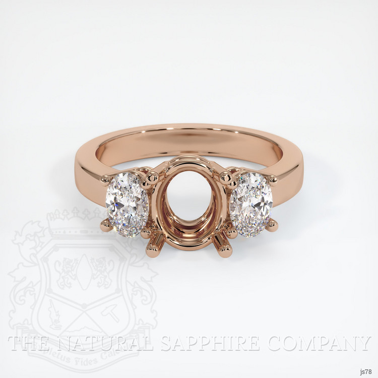 18K Rose Gold Three Stone Ring Setting