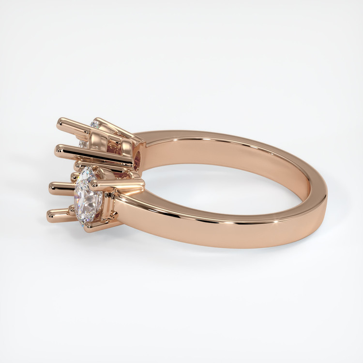18K Rose Gold Three Stone Ring Setting