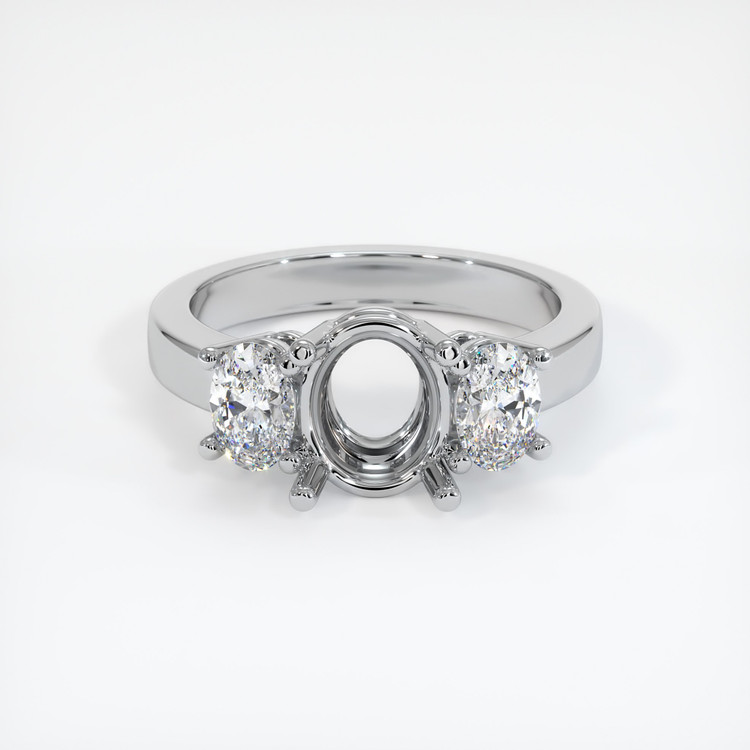 14K White Gold Three Stone Ring Setting