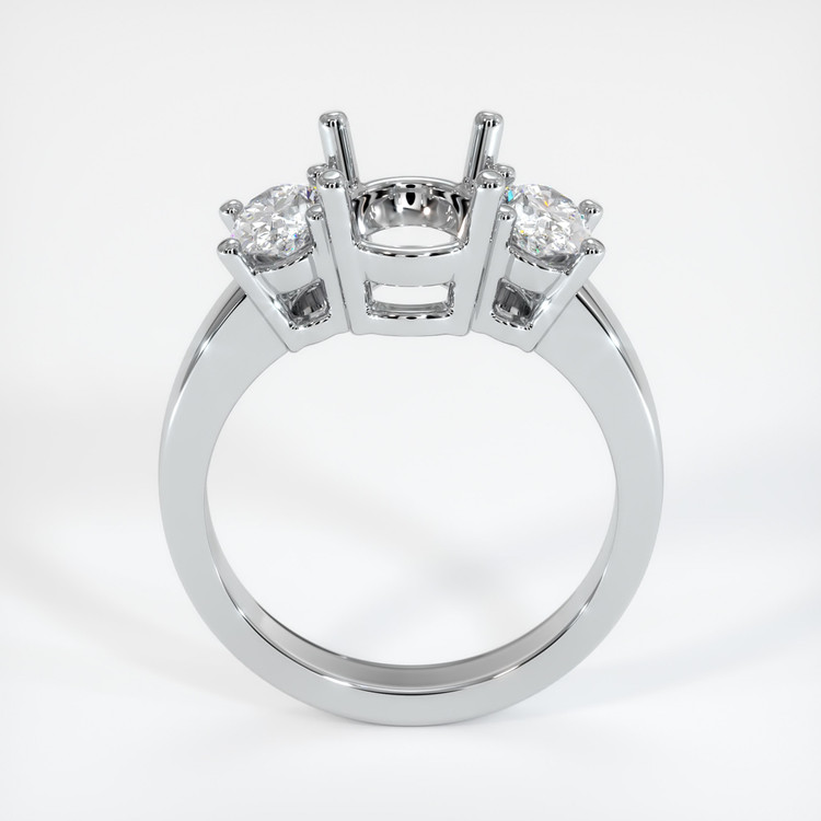 14K White Gold Three Stone Ring Setting