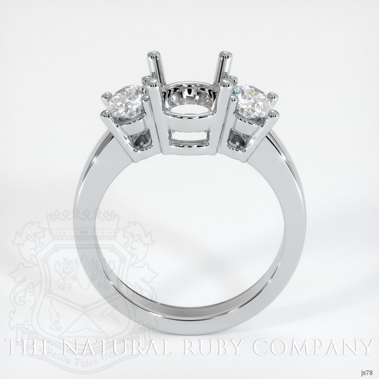 14K White Gold Three Stone Ring Setting