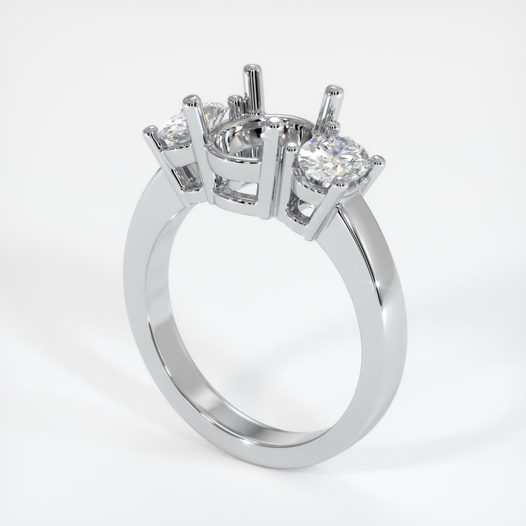 18K White Gold Three Stone Ring Setting
