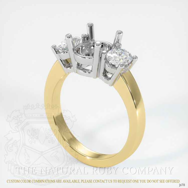 14K White & Yellow Three Stone Ring Setting