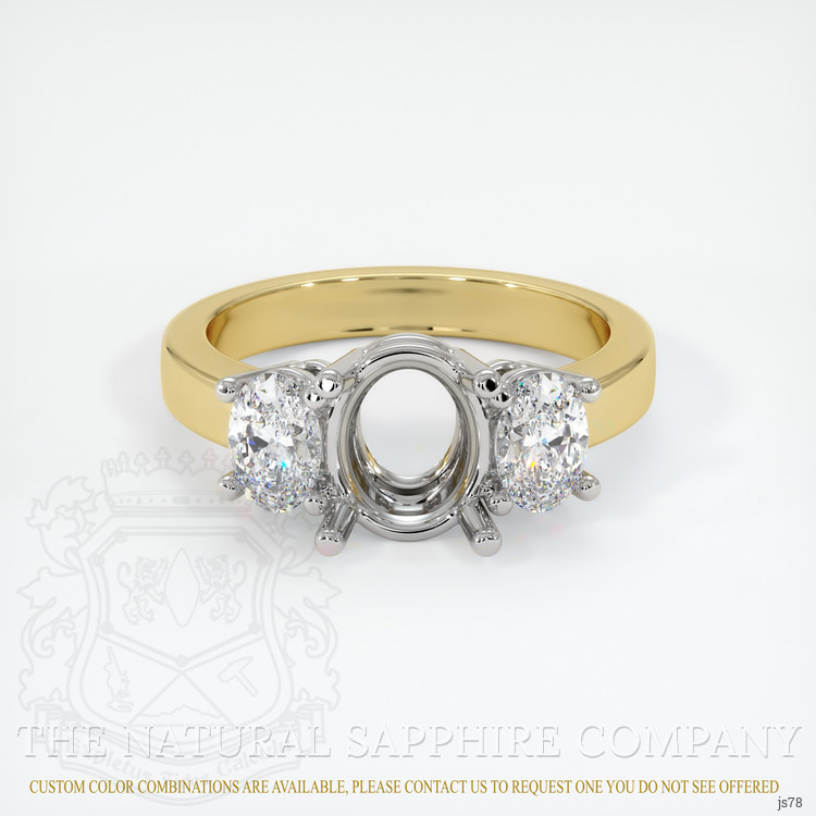 14K White & Yellow Three Stone Ring Setting