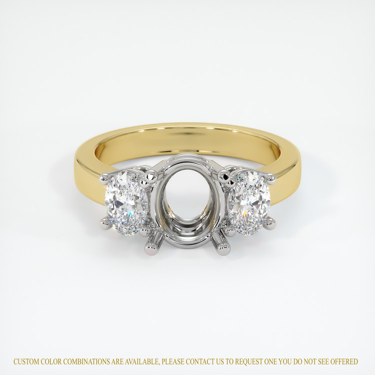 14K White & Yellow Three Stone Ring Setting