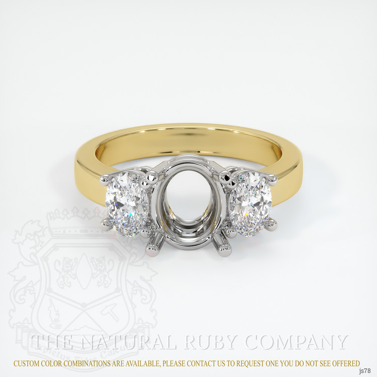 14K White & Yellow Three Stone Ring Setting