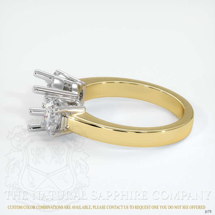 14K White & Yellow Three Stone Ring Setting