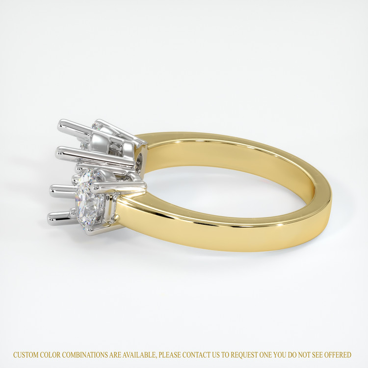 14K White & Yellow Three Stone Ring Setting