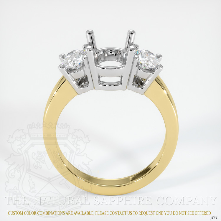 14K White & Yellow Three Stone Ring Setting