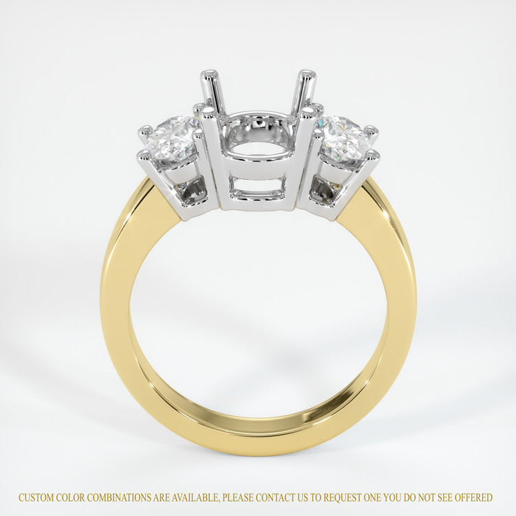 14K White & Yellow Three Stone Ring Setting