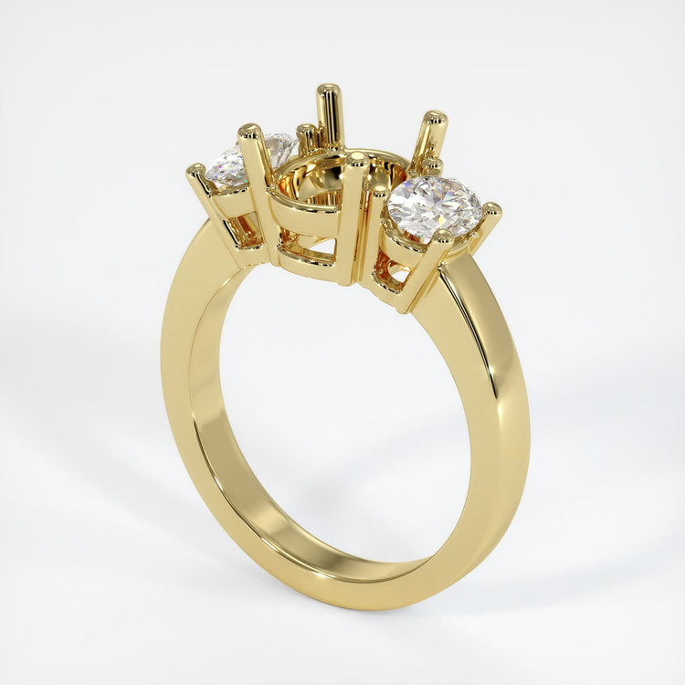 18K Yellow Gold Three Stone Ring Setting