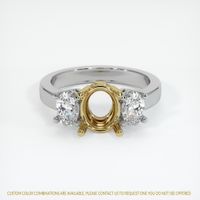 14K Yellow & White Three Stone Ring Setting Image