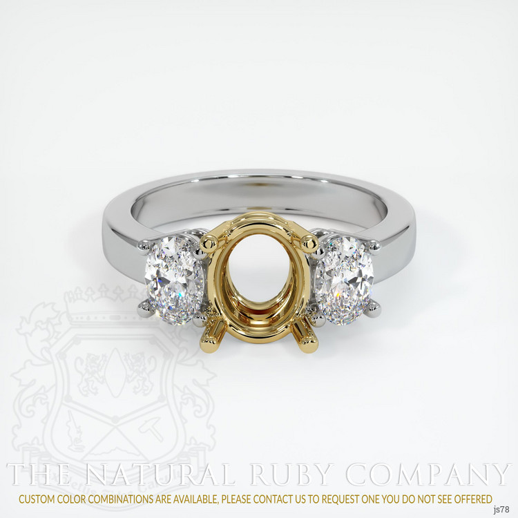 14K Yellow & White Three Stone Ring Setting