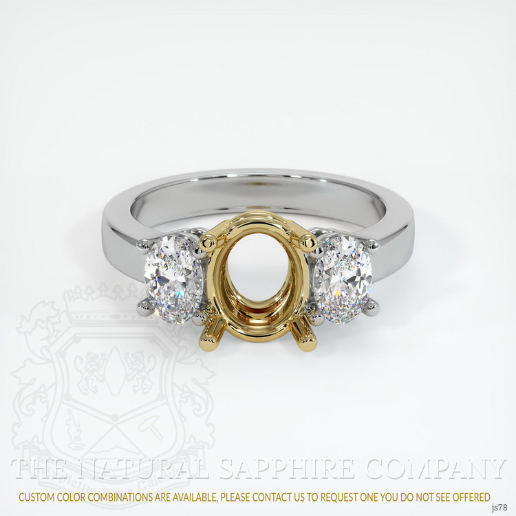 14K Yellow & White Three Stone Ring Setting