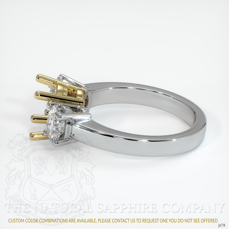 14K Yellow & White Three Stone Ring Setting
