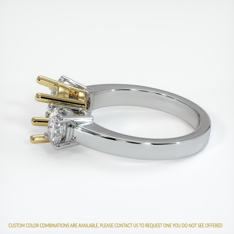 14K Yellow & White Three Stone Ring Setting