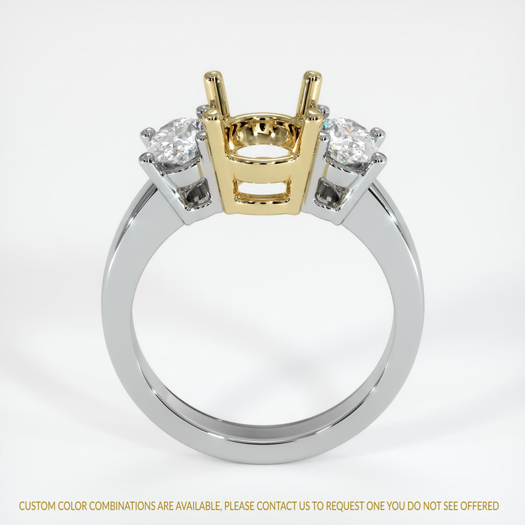 14K Yellow & White Three Stone Ring Setting