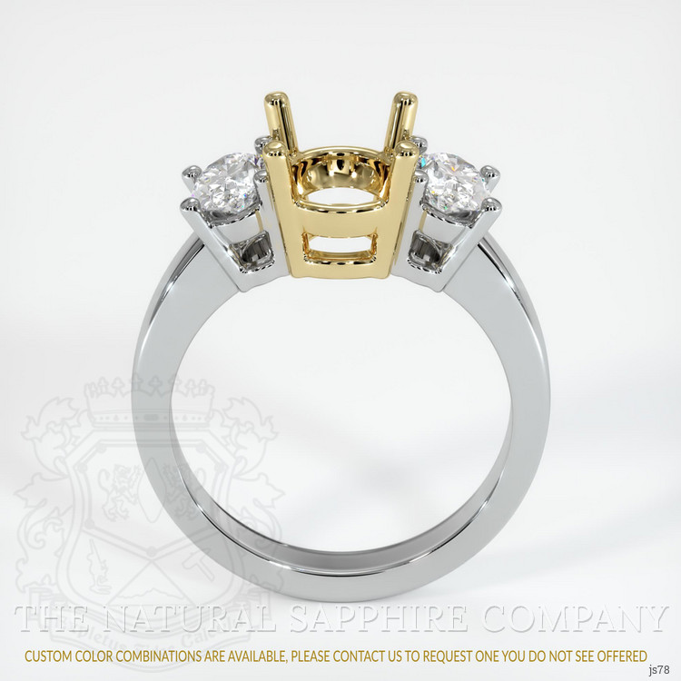 14K Yellow & White Three Stone Ring Setting