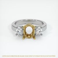 18K Yellow & White Three Stone Ring Setting Image
