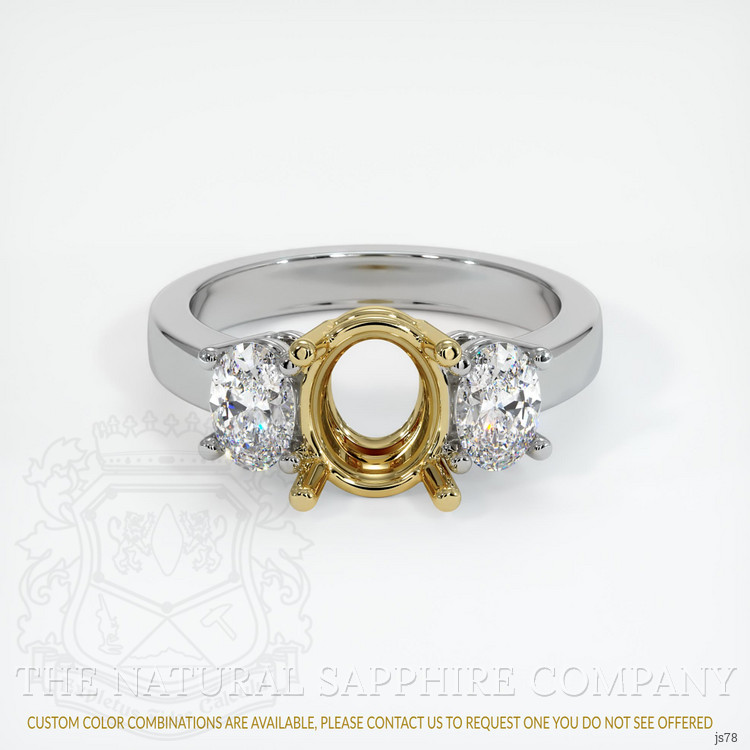 18K Yellow & White Three Stone Ring Setting