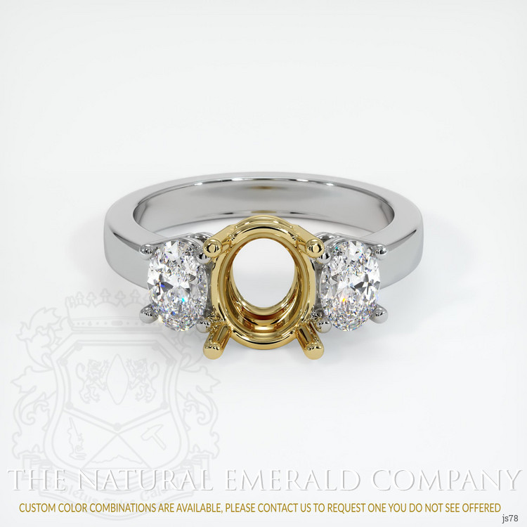 18K Yellow & White Three Stone Ring Setting